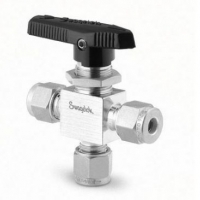 Swagelok 1-Piece 40 Series 3-Way Ball Valve, 0.15 Cv, 1/8 in. Swagelok Tube Fitting